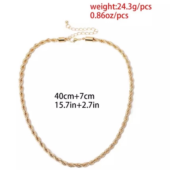 NEW 18k Gold PlatedCuban Twisted Choker Necklace - Picture 5 of 6